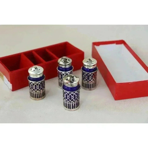 Ebeling & Ruess silver/cobalt blue salt/pepper shaker set Tableware kitchenware - Picture 6 of 7